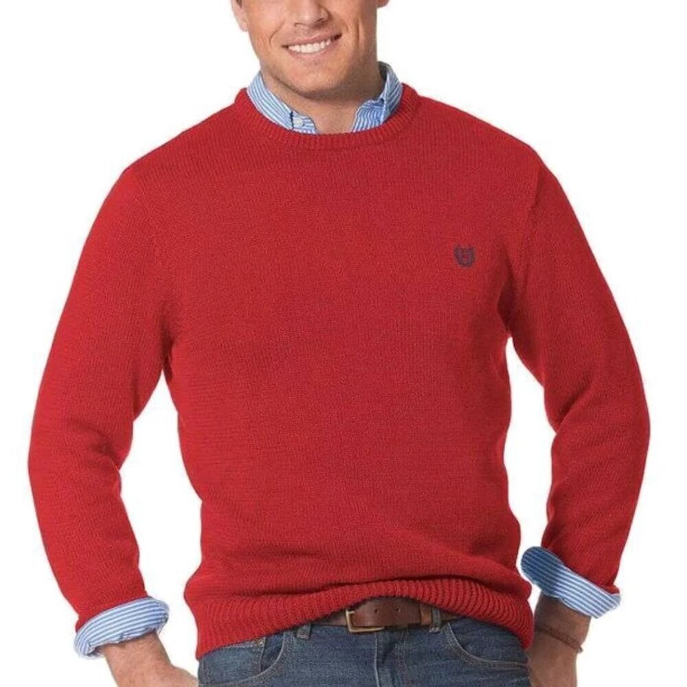 NEW Chaps Men's Classic Fit Crew Neck 100% Cotton Sweater Red Size: S